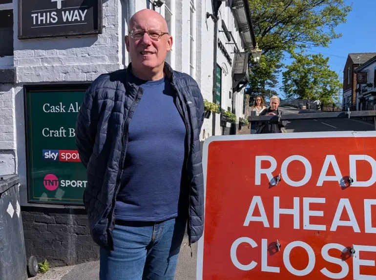 Graham Gowland Warrington Borough Council talks abot traffic chaos in Lymm during SPEN roadworks