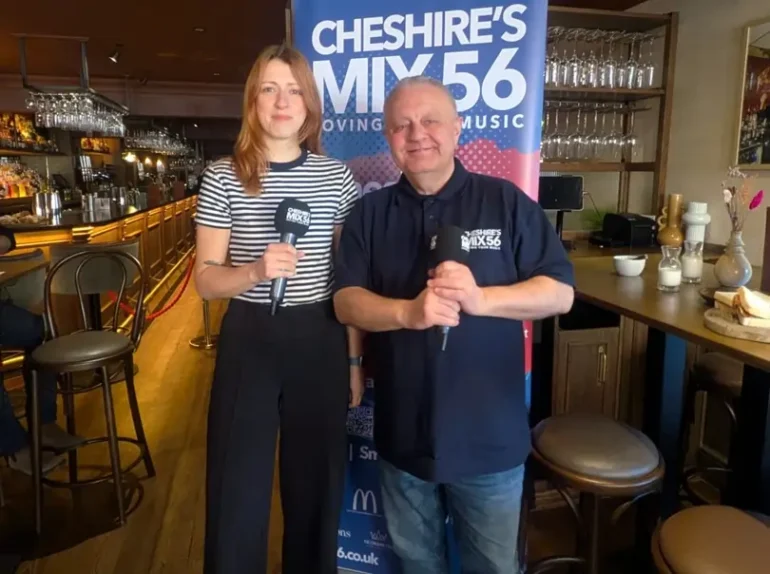 Luka Morrell from Chester Bid with Ian from MIX56 Barlounge Chester