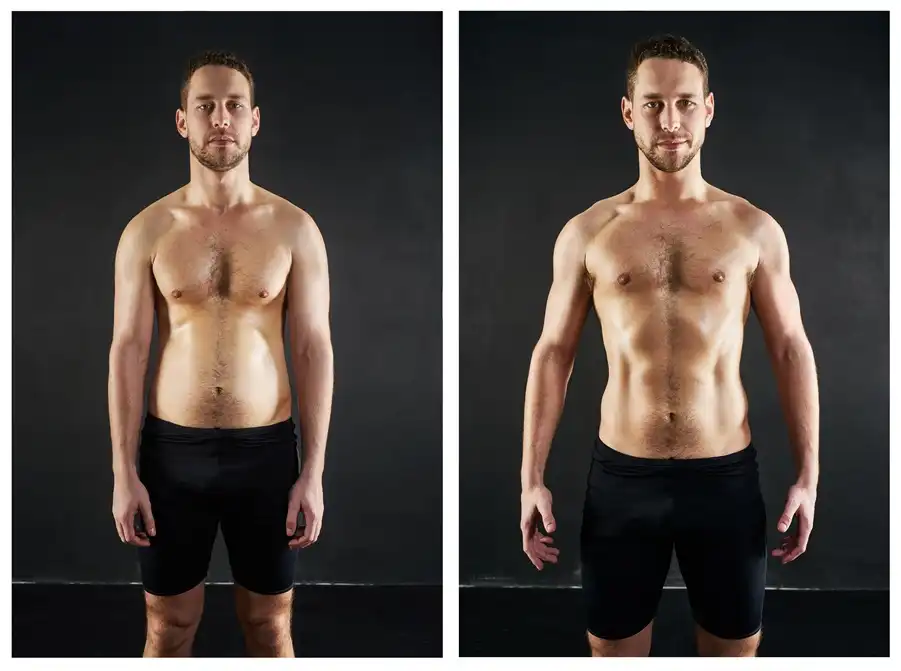 gym progress comparison photos Warren personal trainer MIX56 phil in the morning show