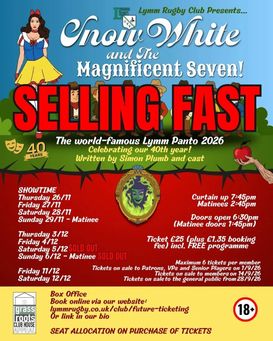 snow white manificent seven MIX56 panto at Lymm Rugby Club